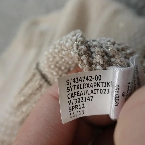 Banana Republic Cardigan Womens M Beige Metallic Knit Button Sweater Jacket Coat - Picture 9 of 10